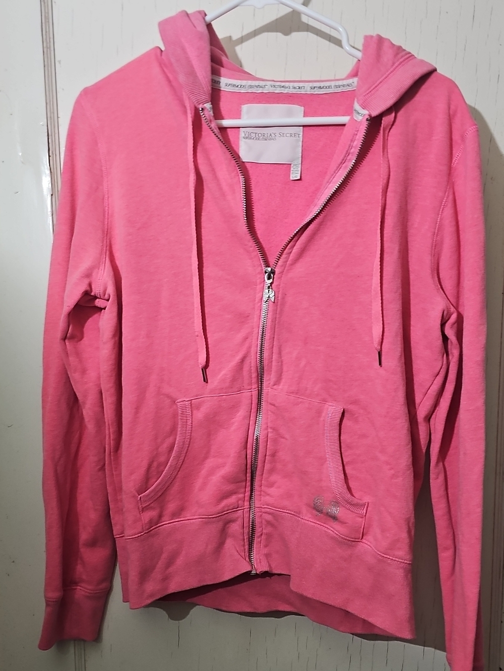 Victoria's Secret Pink Zip-Up Hoodie With Rhinestone Back- Supermodel Essentials